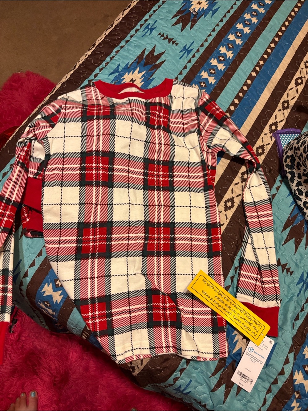Carter's Red White and Black Plaid Kids Pajama Top
